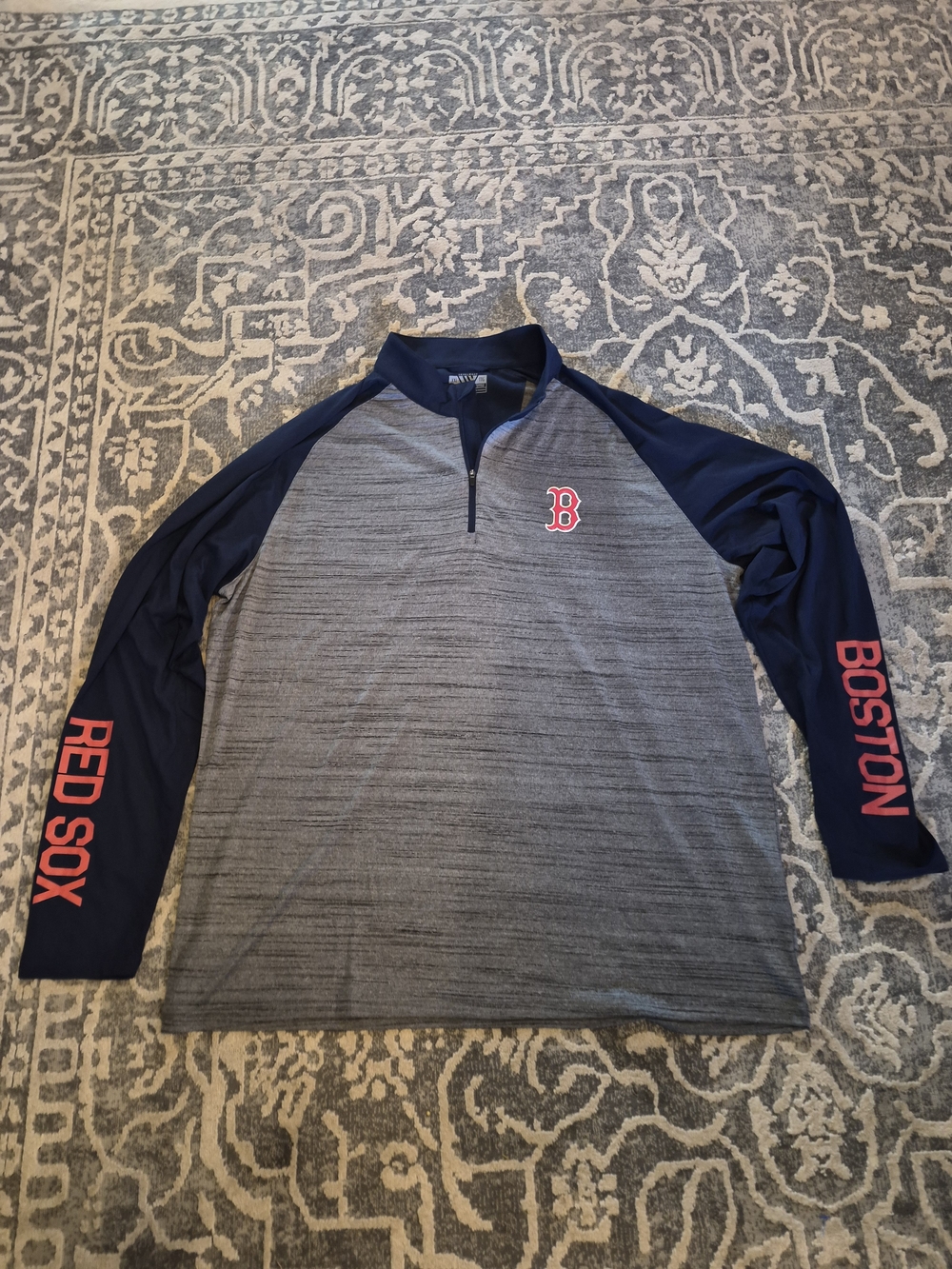Boston Red Sox Men's Navy & Gray Long Sleeve Quarter-Zip Pullover. 2xl